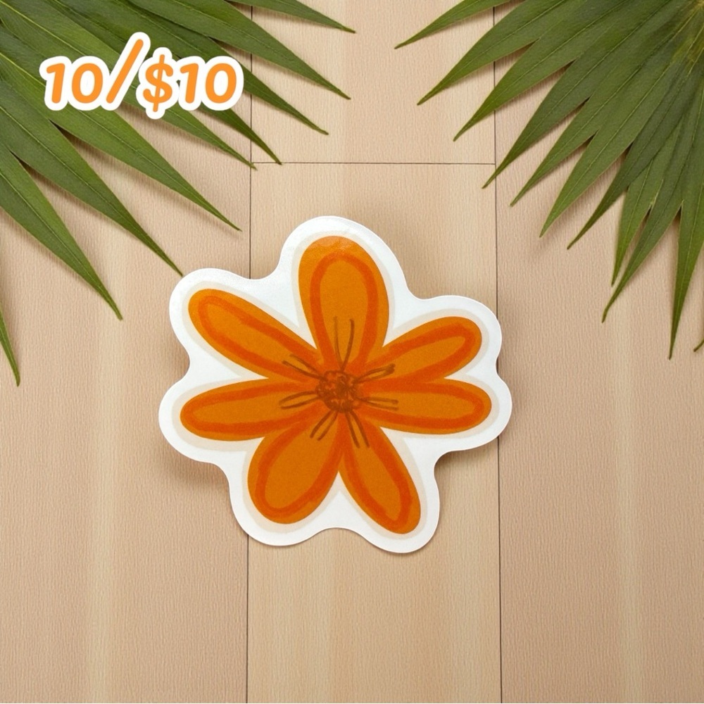 Retro Orange Flower Sticker – 2 1/2” Glossy